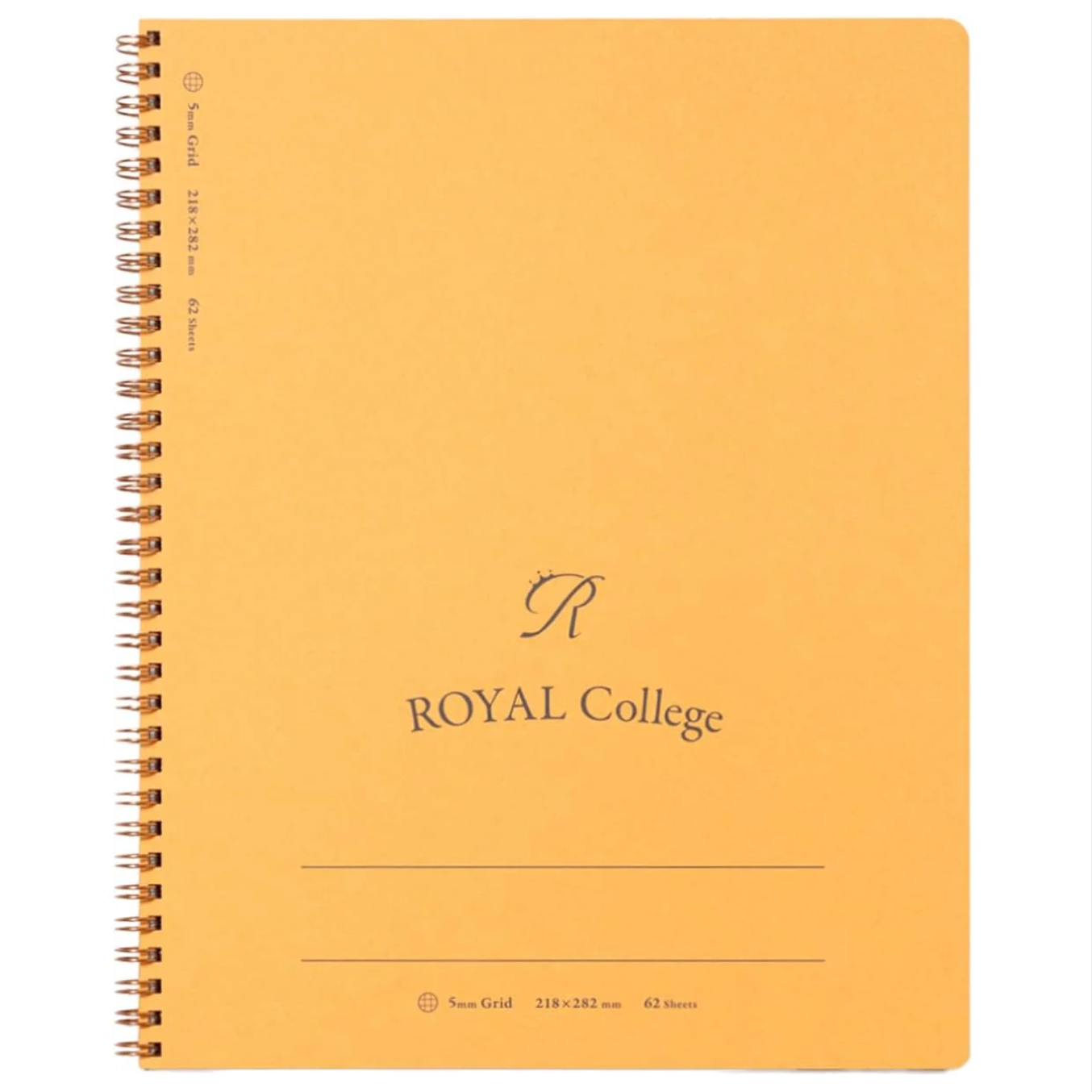 Yellow notebook with 'Royal College' branding on a white background