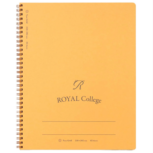 Yellow notebook with 'Royal College' branding on a white background