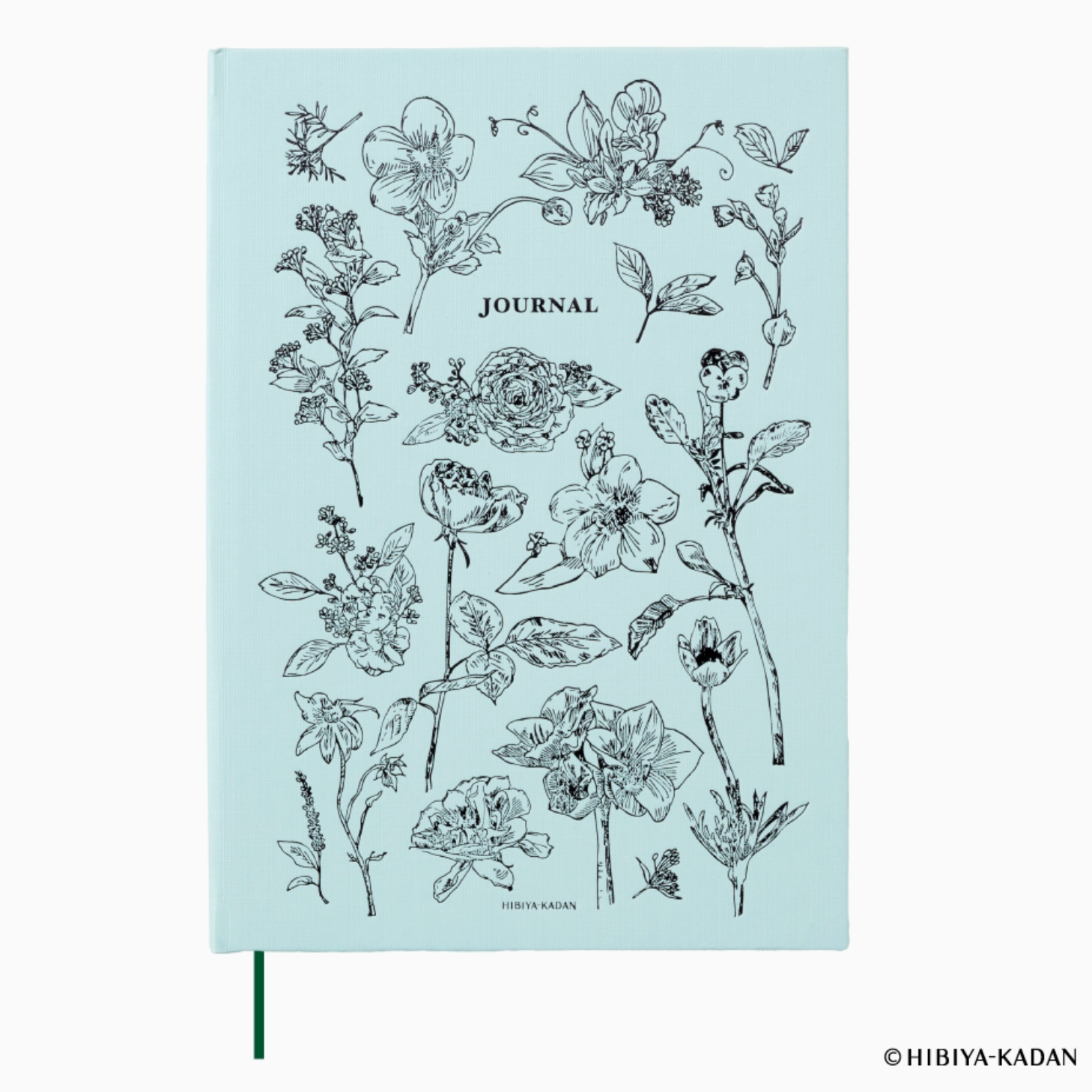 Journal with floral illustrations on a light blue background