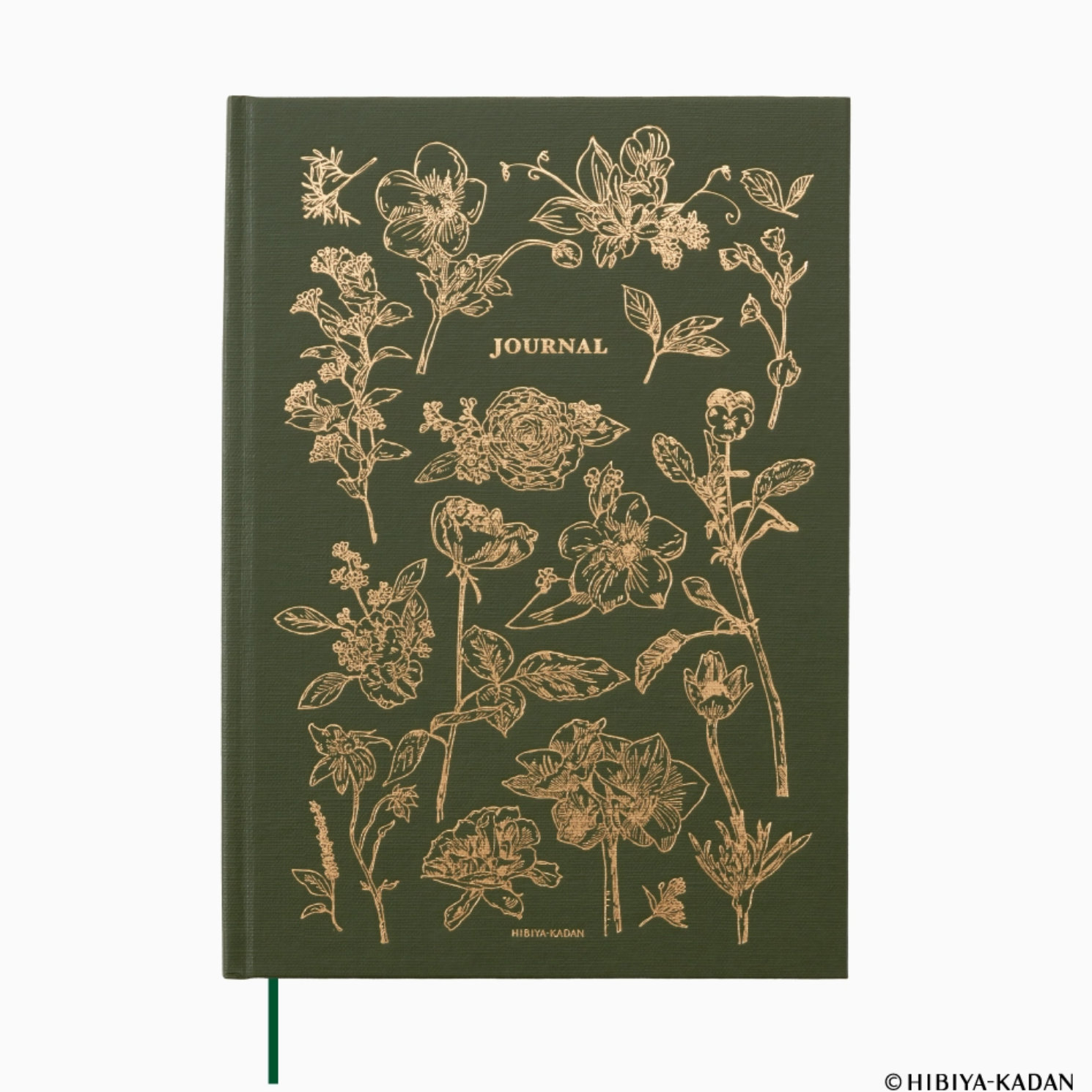 Journal with floral illustrations on a green background