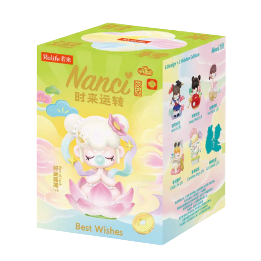 Colorful box with cartoon characters and 'Nanci' text on a white background