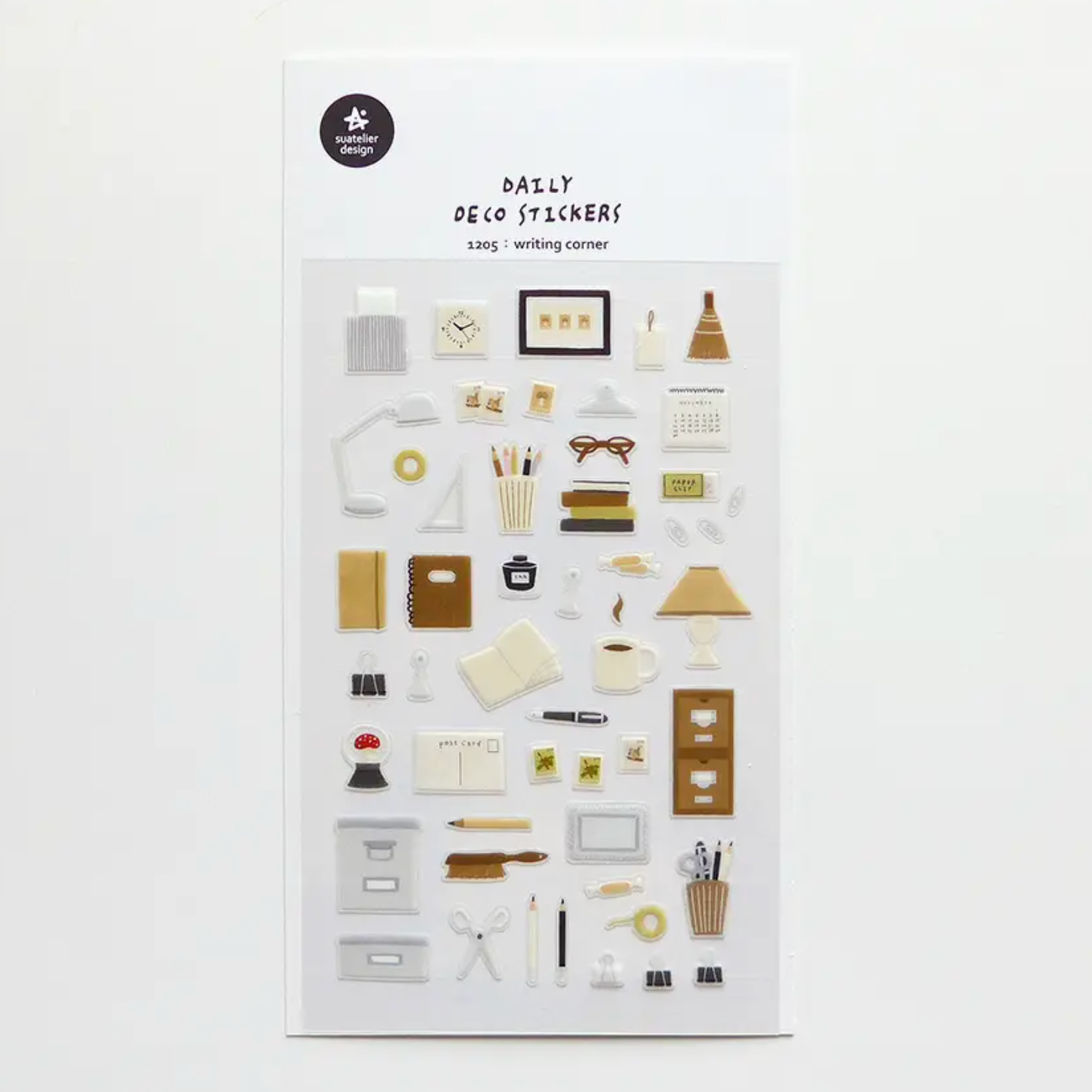 Packaging of Daily Deco Stickers with various illustrated stickers on a white background