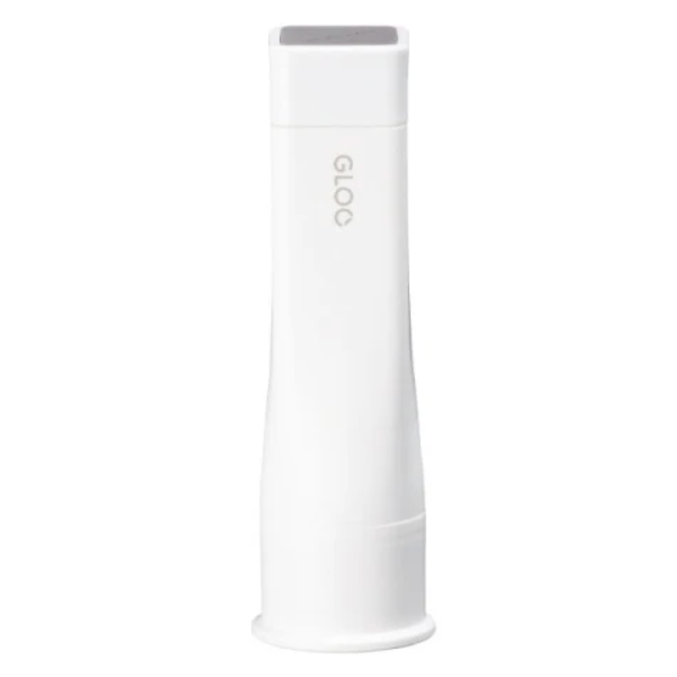 A white cylindrical glucometer battery holder with the 'G-LOC' brand name printed vertically on the front, set against a plain white background.