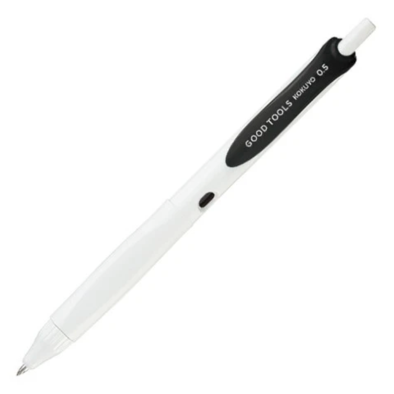 A long dark wooden staff or wand with a decorative cluster of small beads or rings near the top, shown diagonally on a plain white background.