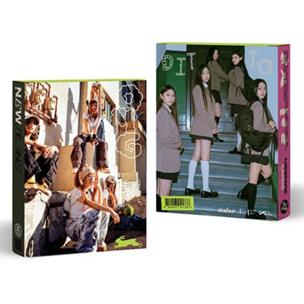 A boxed music release shown from the front and side on a plain white background. The front cover features a group of young women in school uniforms standing on steps, with the title text 'DITTO' and 'OMG' visible.