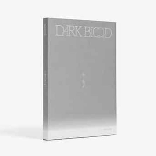 A slim rectangular album standing upright at a slight angle on a light gray background. The cover is predominantly light gray with a darker gray gradient at the bottom and the title 'DARK BLOOD' printed near the top in a thin serif font.