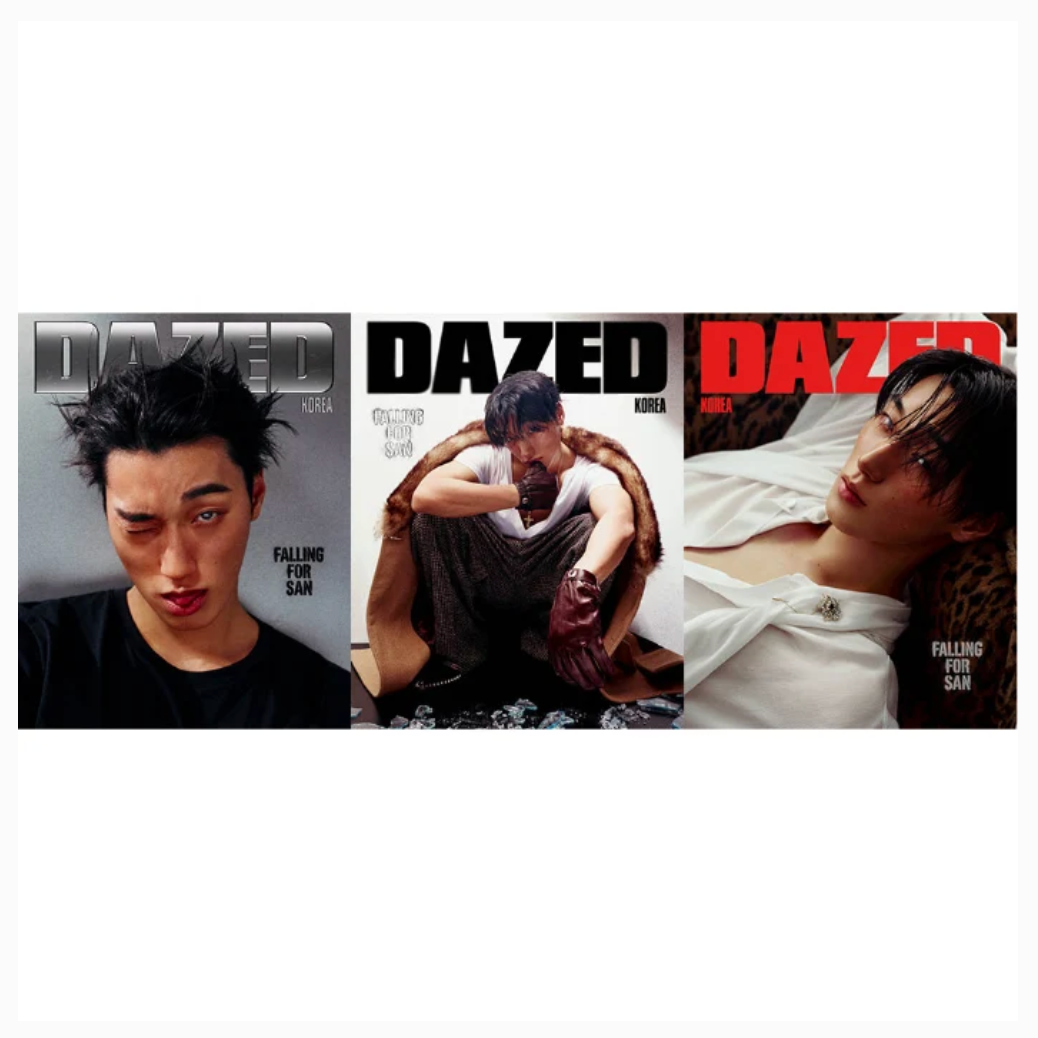A promotional graphic showing three magazine-style cover images featuring a male model, with the word 'DAZED' prominently visible across the covers. The layout appears to be a collage or preview rather than a single clean product shot, and the top text is partially cropped.