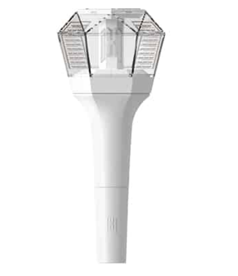 A white handheld light stick with a clear faceted top, shown against a plain white background.