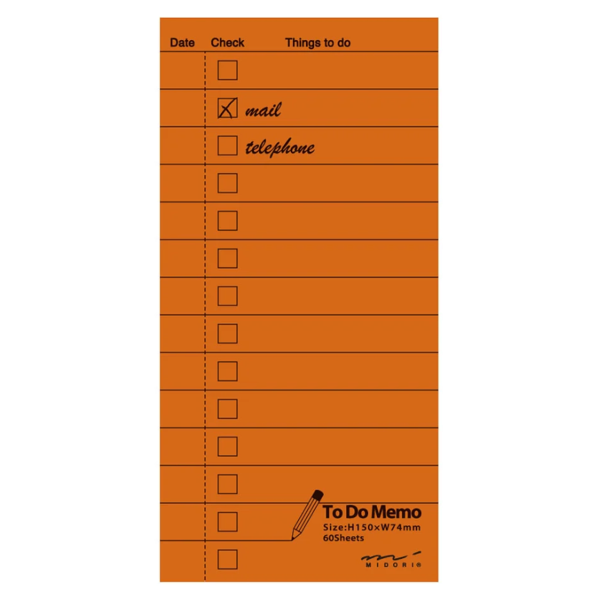 MEMO PAD TO DO LIST - ORANGE