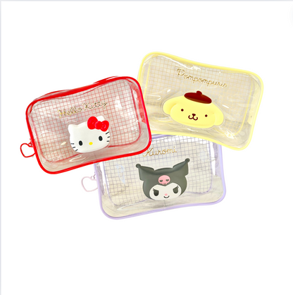 Sanrio Clear Grid Zipper Pouch