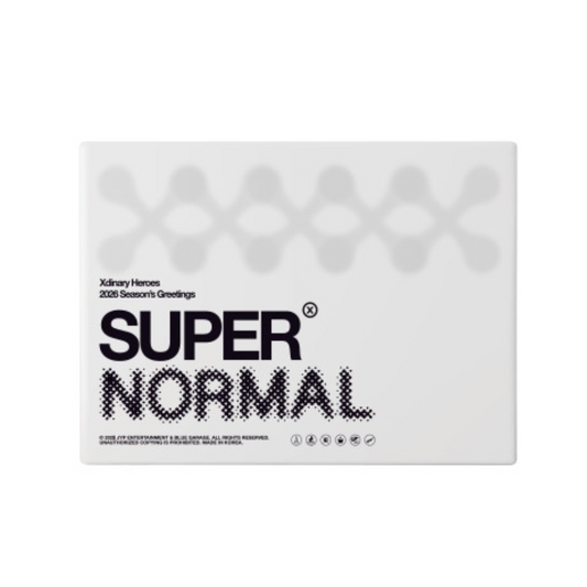 Xdianary Heroes 2026 Season's Greetings packaging with 'Super Normal' branding on a white background