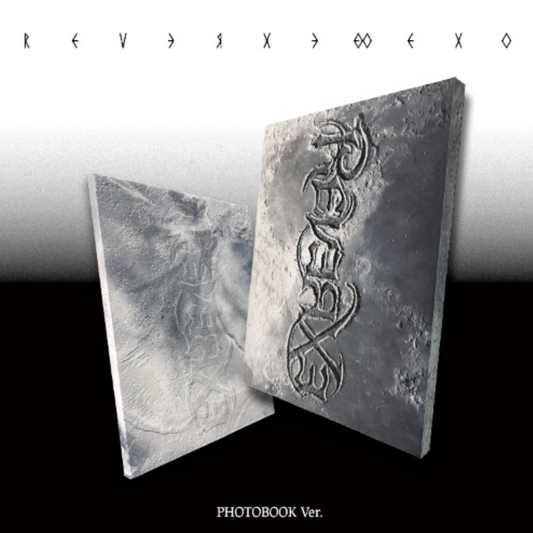 Metallic photo album with embossed text on a gradient background