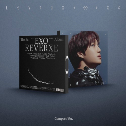 EXO REVERXE album cover with a person's profile on a blue background