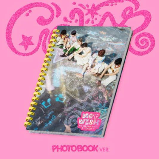 Album with a collage of people with text " NCT Wish' on a pink background
