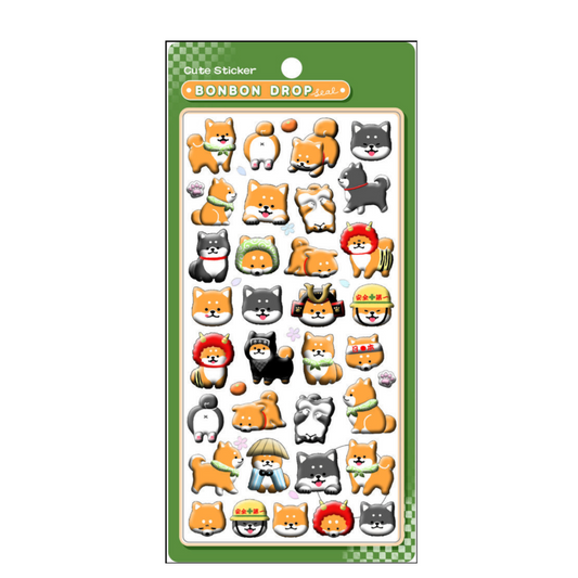 Packaged sticker sheet with cute animal designs on a white background