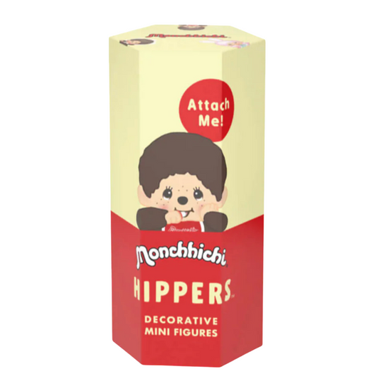 Box of Monchhichi Hippers decorative mini figures with a cartoon character on a white background