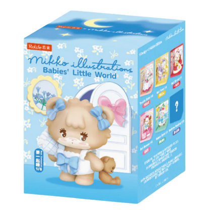 Toy packaging with a teddy bear illustration on a blue background