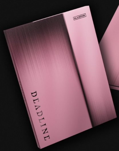 Pink notebook with 'Deadline' branding on a black background
