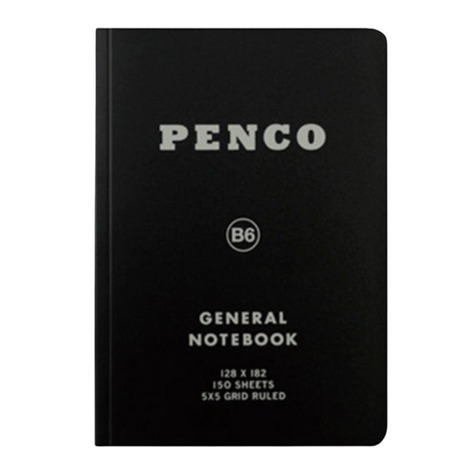 Black notebook with 'Penco' branding on a white background