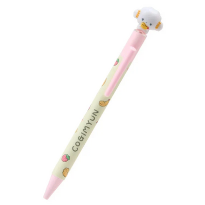 Pen with a cartoon character on top on a white background