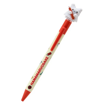 Pen with a cute animal-shaped clip on a white background