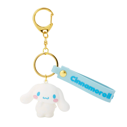 Cinnamoroll keychain with a gold ring on a white background