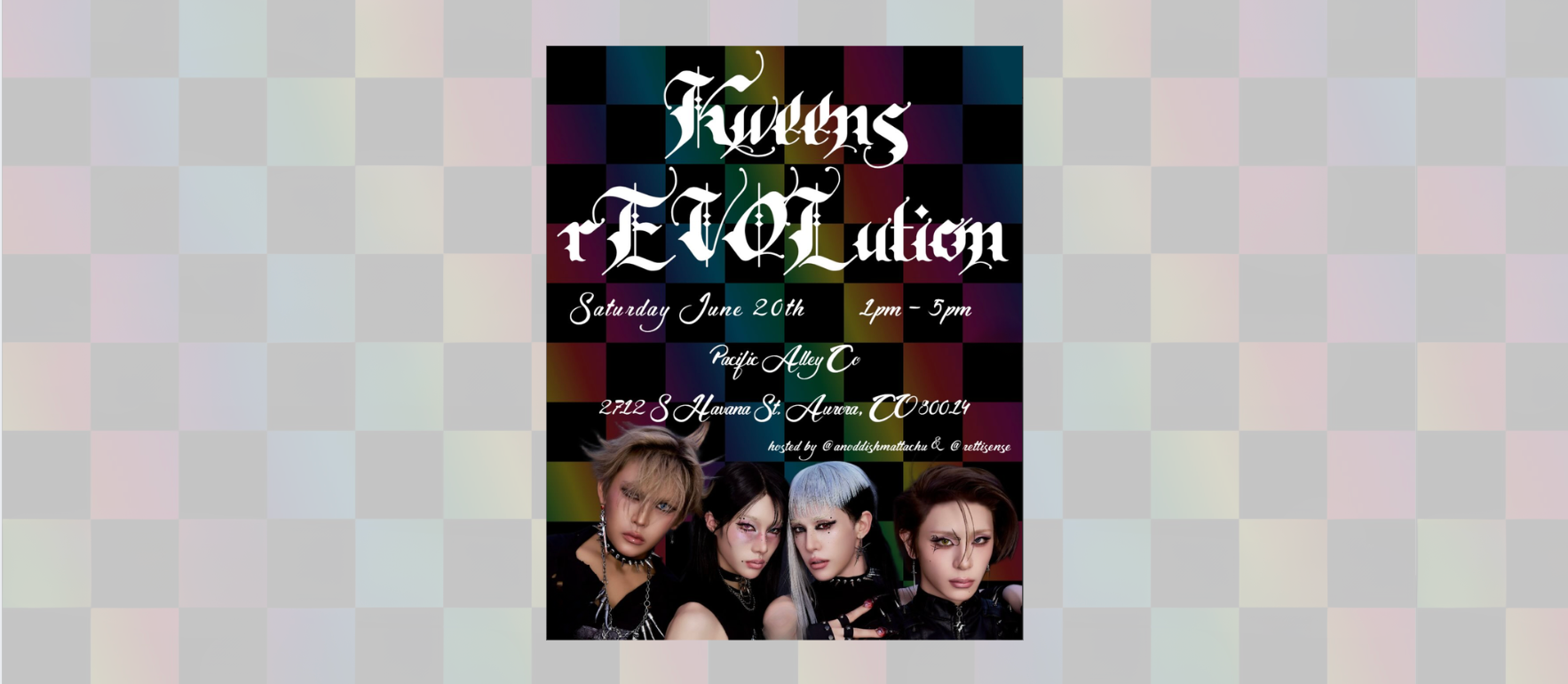 Promotional poster for an event with a colorful background and text.