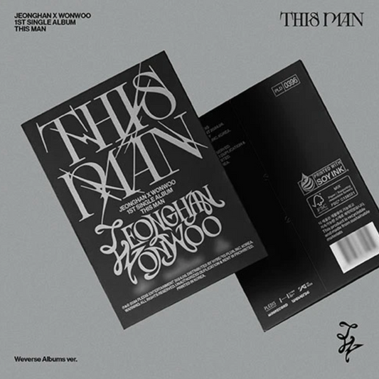 Album cover with text 'THIS MAN' and 'JINWOO' on a gray background