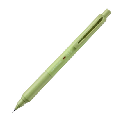 A light green retractable pen with a fine tip, shown diagonally on a plain white background.