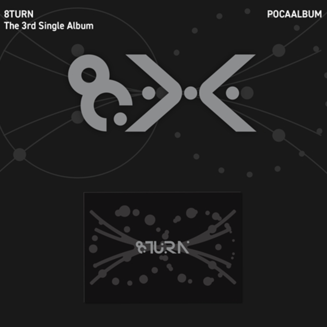 Album cover artwork for 8TURN's 'The 3rd Single Album' featuring a dark gray and black design with abstract geometric line art and the text 'POCAALBUM' in the top right corner.