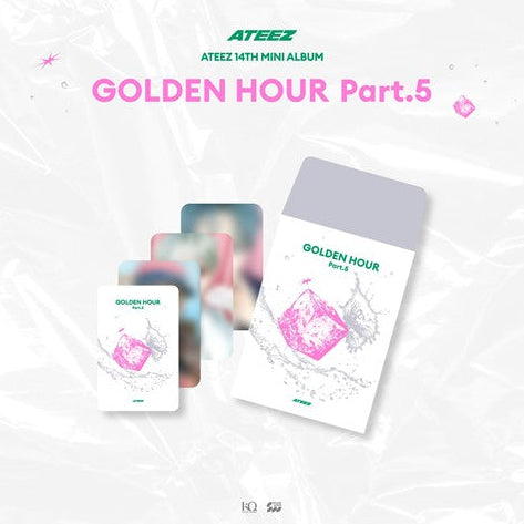 image of Ateez's 14th mini album 'Golden Hour Part.5' photo cards on a white background.