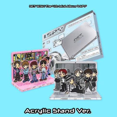 Picture of NCT WISH 4th Mini Album [I SPY] (Acrylic Stand Ver.)(Smart Album) with light blue background. 