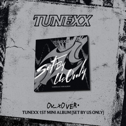 Album cover for TUNEXX 1st mini album 'Set By Us Only' on a textured gray background