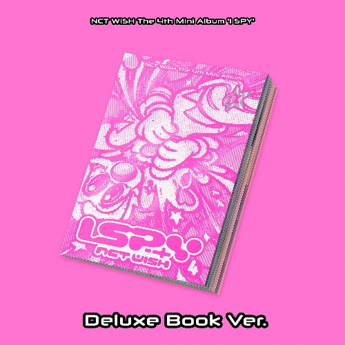 picture of NCT WISH 4th Mini Album [I SPY] (Deluxe Book Ver.) in pink. album is pink as well as the background of the picture. 
