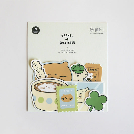 Sticker pack with cute illustrations on a white background