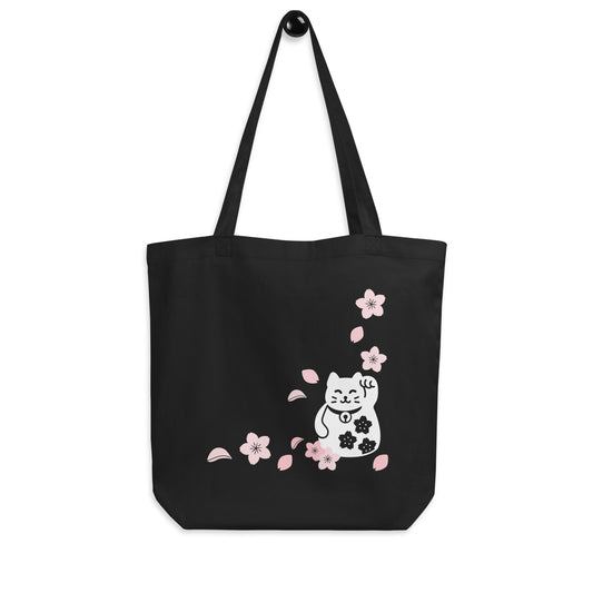 Sakura Lucky Cat Eco Tote Bag