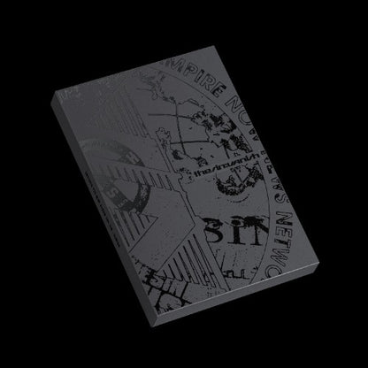 Black album with graphic design and text on a black background