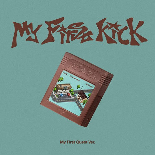 Product packaging with 'My First Kick' text on a teal background