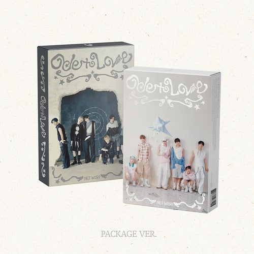 Two NCT WISH 'Ode to Love' product packages on a white background 