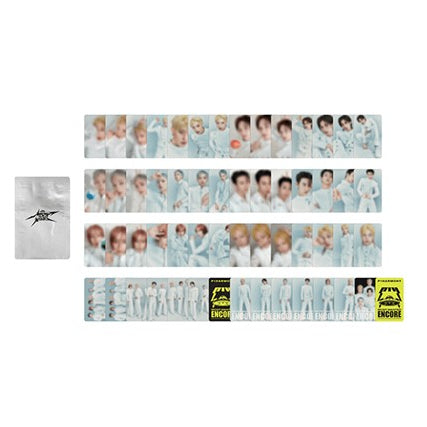 Set of P1Harmony photocards with images and text on a white background
