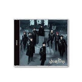 CD cover with a black and white photo of people on a white background