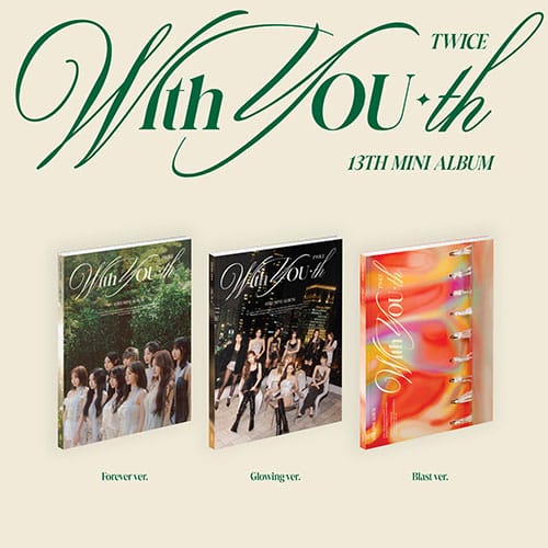 Album of TWICE's 13th mini album 'With You' with three different cover versions.