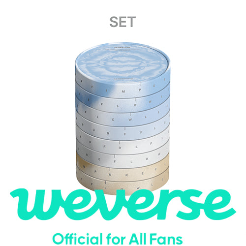 Stack of round containers with 'weverse' branding on a white background