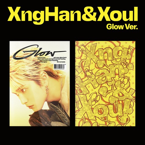 Two album covers for 'XngHan & Xoul Glow Ver.' with a person's face on one cover and stylized text on the other.